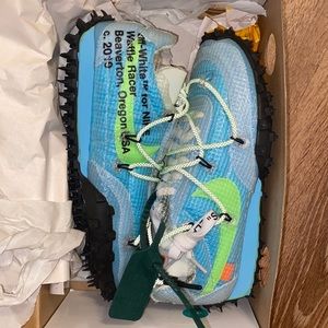 Off White x Nike Waffle Racer Sneaker Sky/ Electric Green/Black